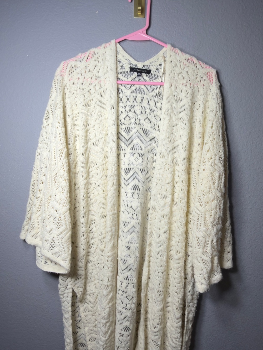 John Mark Ivory Openwork Knit Duster Cardigan